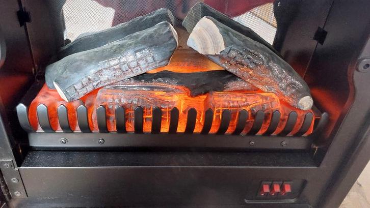 Elektrische sfeerhaard met verwarming - 2 standen, Huis en Inrichting, Kachels, Gebruikt, Vrijstaand, Overige soorten, Elektrisch