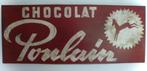 Handgeschilderd Frans metalen bord / Chocolat Poulain, Ophalen of Verzenden, Zo goed als nieuw, Reclamebord