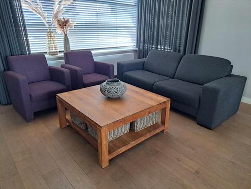 Bank 2-3 personen + 2 losse fauteuils, Huis en Inrichting, Banken | Complete zithoeken, Gebruikt, Ophalen