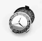 Set naafdoppen 75 mm Mercedes (4 stuks) nieuw zwart/zilver, Auto diversen, Wieldoppen, Verzenden, Nieuw