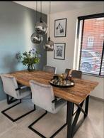 Eettafel zwart met hout, Huis en Inrichting, Tafels | Eettafels, Ophalen, Gebruikt, 50 tot 100 cm, Vijf personen of meer