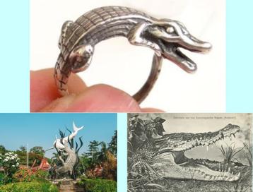 Javaanse Boeaya (krokodil) ring, 925 zilver beschikbaar voor biedingen