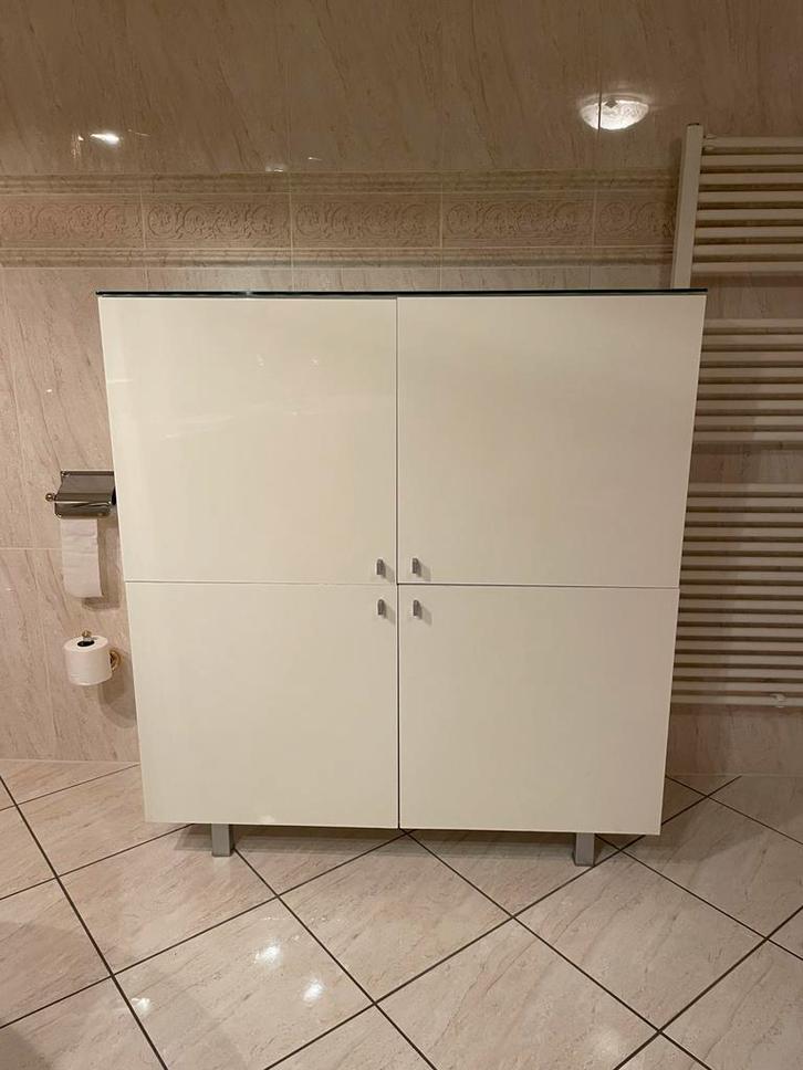 Leski witte hoge dressoir kast H 126x B 113x D 44,5 cm, Huis en Inrichting, Kasten | Dressoirs, Zo goed als nieuw, 100 tot 150 cm