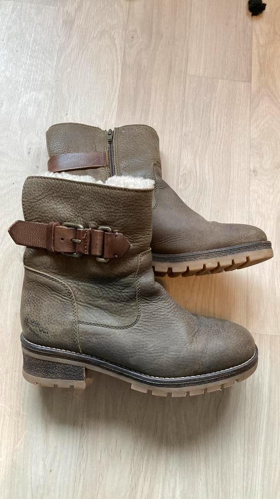 Via via leren groene wolgevoerde laarzen mt 38, Kleding | Dames, Schoenen, Zo goed als nieuw, Groen, Ophalen of Verzenden