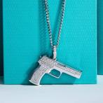 Luxe pistool hanger met 104 Moissanite stenen – 925 Zilver, Sieraden, Tassen en Uiterlijk, Kettinghangers, Overige voorstellingen