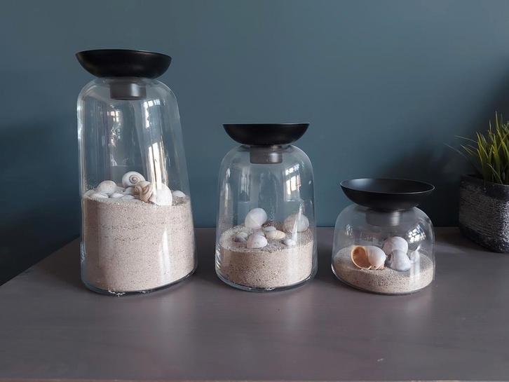 3 kandelaars/vazen met waxinelicht-houder, Huis en Inrichting, Woonaccessoires | Kandelaars en Kaarsen, Zo goed als nieuw, Kandelaar