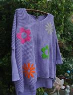 Trui gebreid a lijn lila zeer ruim wijd model bloemen XXXL, Made in Italy, Ophalen of Verzenden, Gedragen, Paars