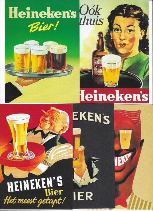 5x Heineken Klassiekers op ansichtkaart 1996, Verzamelen, Biermerken, Nieuw, Overige typen, Heineken, Verzenden