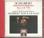 Schubert - Symfonie 5 en 8 Onvoltooide - Karajan, Cd's en Dvd's, Ophalen of Verzenden, Zo goed als nieuw, Romantiek