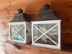 Twee landelijke brocante windlichten, Huis en Inrichting, Ophalen, Zo goed als nieuw, Hout