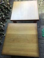 2 zware blank eiken bijzettafels, Huis en Inrichting, Tafels | Bijzettafels, Gebruikt, Vierkant, 55 tot 75 cm, Hout