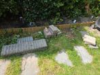 GRATIS! Palisades en (halve) stoeptegels., Tuin en Terras, Tegels en Klinkers, Ophalen, Gebruikt, 10 m² of meer, Beton