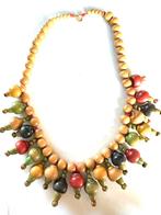 Vintage houten kralen ketting, Ophalen, Gebruikt, Overige kleuren, Overige materialen