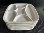 6 Witte Fondue/Gourmet Borden - 6 Vak, Huis en Inrichting, Keuken | Servies, Keramiek, Ophalen of Verzenden, Zo goed als nieuw