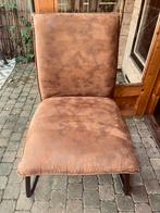 4 cognac leren stoelen met zwarte industriele poten, Huis en Inrichting, Stoelen, Ophalen, Zo goed als nieuw, Bruin
