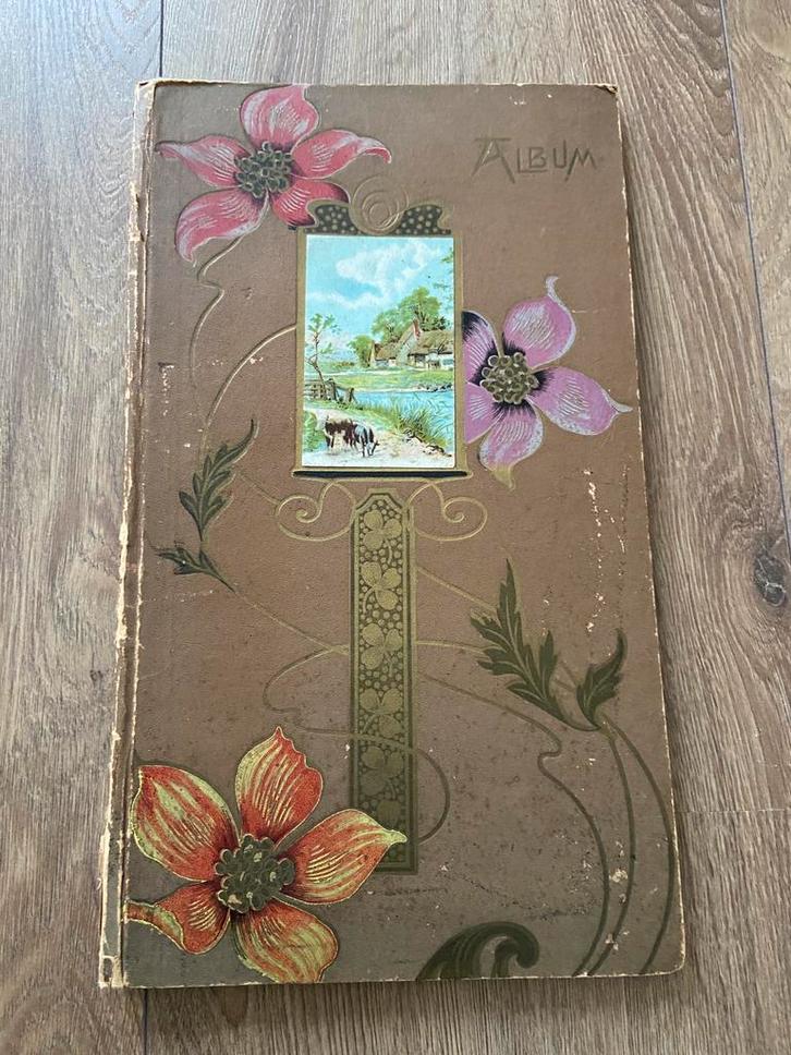 Antiek fotoalbum art nouveau Jugenstil foto bewaar boek, Antiek en Kunst, Curiosa en Brocante, Ophalen of Verzenden
