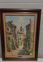 olieverf schilderij dorpsgezicht door M. Christophe, Antiek en Kunst, Kunst | Schilderijen | Klassiek, Ophalen