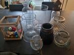 Kerststukjes potten & windlichten glas - 9 stuks, Ophalen, Gebruikt, Overige kleuren, Glas