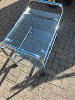Glazen en verchroomde serveerwagen trolley, Ophalen, Rechthoekig, Glas, 60 cm of meer
