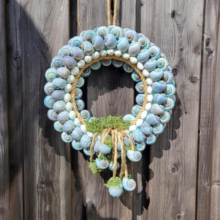 Unieke handgemaakte schelpenkrans, Huis en Inrichting, Woonaccessoires | Overige, Nieuw, Ophalen of Verzenden