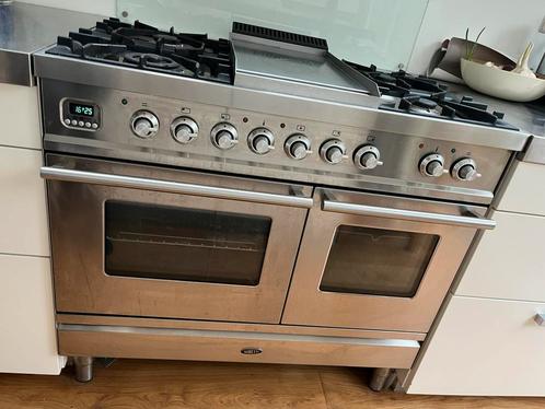 Perfect werkend RVS BORETTI gasfornuis 100cm, Witgoed en Apparatuur, Fornuizen, Zo goed als nieuw, Vrijstaand, Gas, 5 kookzones of meer