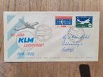 NVPH FDC E40 40 jaar KLM luchtvaart 1959, beschreven met dic, Postzegels en Munten, Nederland, Beschreven, Ophalen of Verzenden
