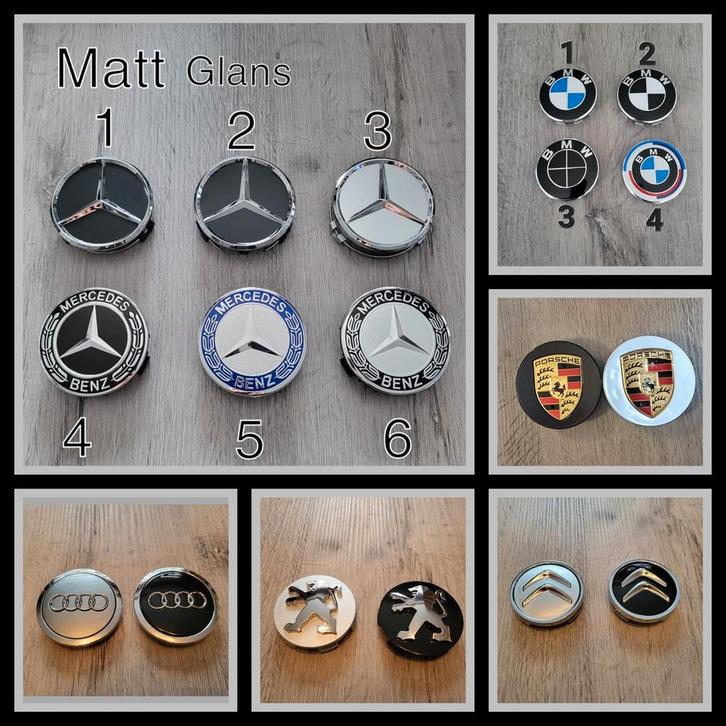 Naafdoppen MERCEDES BMW PORSCHE AUDI PEUGEOT CITROËN NIEUW, Auto diversen, Wieldoppen, Nieuw, Ophalen of Verzenden