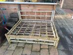 Tuinbankje bamboe - schoonmaken en kussens, Ophalen, Gebruikt, Hout