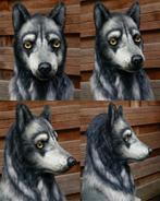 Semi realistische fursuit wolf hond huski hoofd te koop!, Hobby en Vrije tijd, Kostuums, Theaterbenodigdheden en LARP, Ophalen of Verzenden