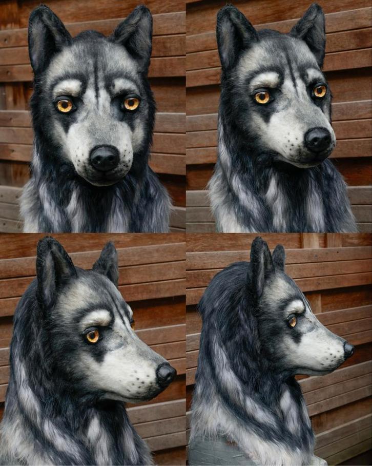 Semi realistische fursuit wolf hond huski hoofd te koop!, Hobby en Vrije tijd, Kostuums, Theaterbenodigdheden en LARP, Nieuw, Ophalen of Verzenden