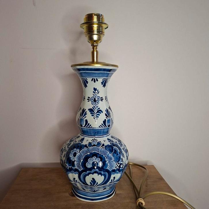 Handgemaakte Delfts blauwe vaaslamp, Huis en Inrichting, Lampen | Tafellampen, Ophalen of Verzenden
