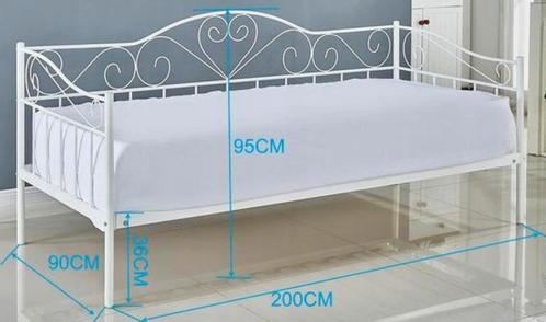 Meisjes bed 90x200cm, Huis en Inrichting, Slaapkamer | Bedden, Gebruikt, Eenpersoons, 90 cm, 200 cm, Metaal, Wit, Ophalen