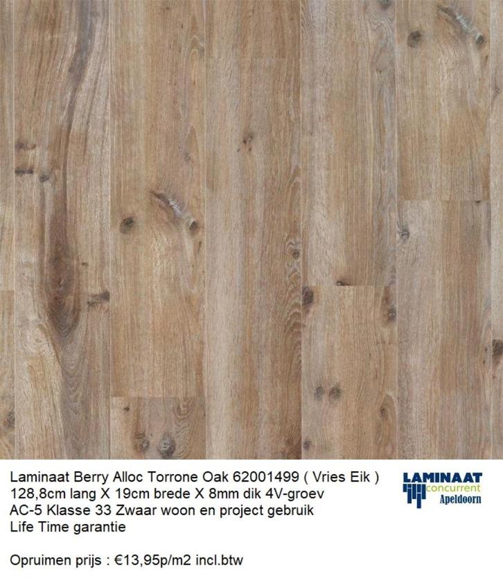Laminaat Torrone Vries eik 8mm dik AC-5 Klas 33 €13,95m2, Huis en Inrichting, Stoffering | Vloerbedekking, Nieuw, Laminaat, Bruin