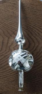 Antieke kerst piek met 3 deuken 27 cm zilver met wit, Ophalen of Verzenden, Gebruikt