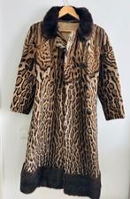 Vintage Leopard Fur Coat, Maat 38/40 (M), Bruin, Ophalen of Verzenden, Gedragen