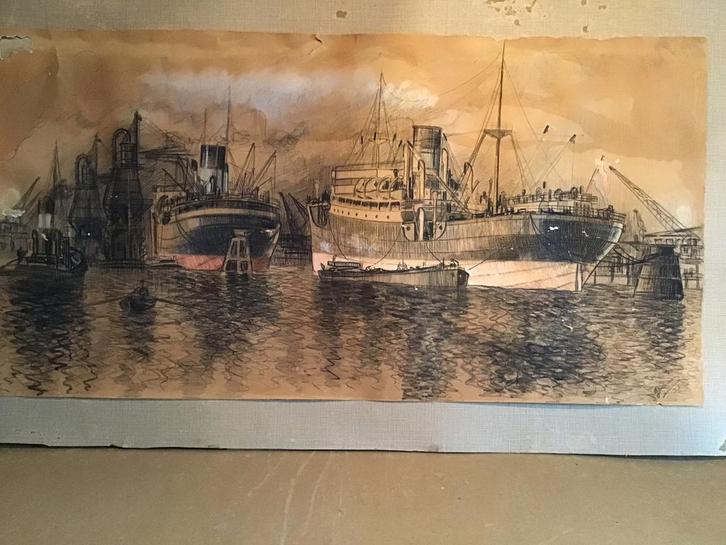 Pasteltekening op papier van Johannes Petrus Molenaar, Antiek en Kunst, Kunst | Schilderijen | Klassiek, Ophalen