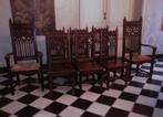 Antieke New Gotiek Stoelen in eik. 6 gewone + 2 armstoelen, Ophalen