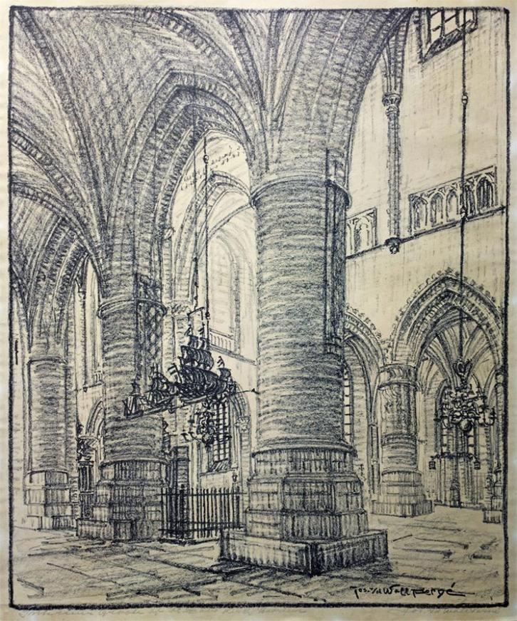 Jospeh van der Wall Perné - St. Bavo, Antiek en Kunst, Kunst | Litho's en Zeefdrukken, Ophalen of Verzenden