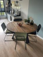 Ronde tafel met stalen poot, Huis en Inrichting, Tafels | Eettafels, Ophalen, Gebruikt, 150 tot 200 cm, Rond