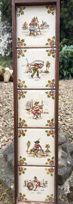 5 oude wandtegels in lijst, Antiek en Kunst, Antiek | Wandborden en Tegels, Ophalen of Verzenden