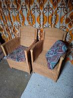 Mooie rieten stoelen, Huis en Inrichting, Stoelen, Ophalen, Zo goed als nieuw, Bruin, Twee