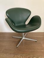 Fritz Hansen Swan, donkergroen leder, Minder dan 75 cm, Design, Ophalen of Verzenden, Zo goed als nieuw