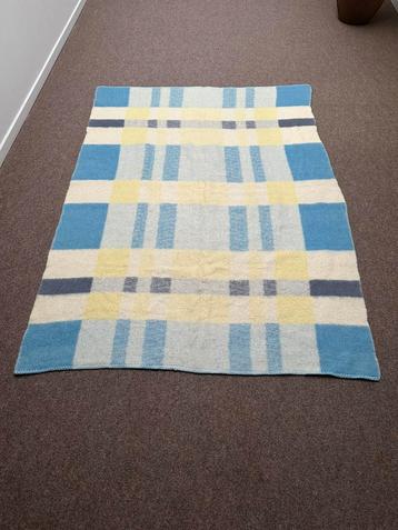 AaBe Deken Wol Vintage Blauw Geel Mooi! beschikbaar voor biedingen