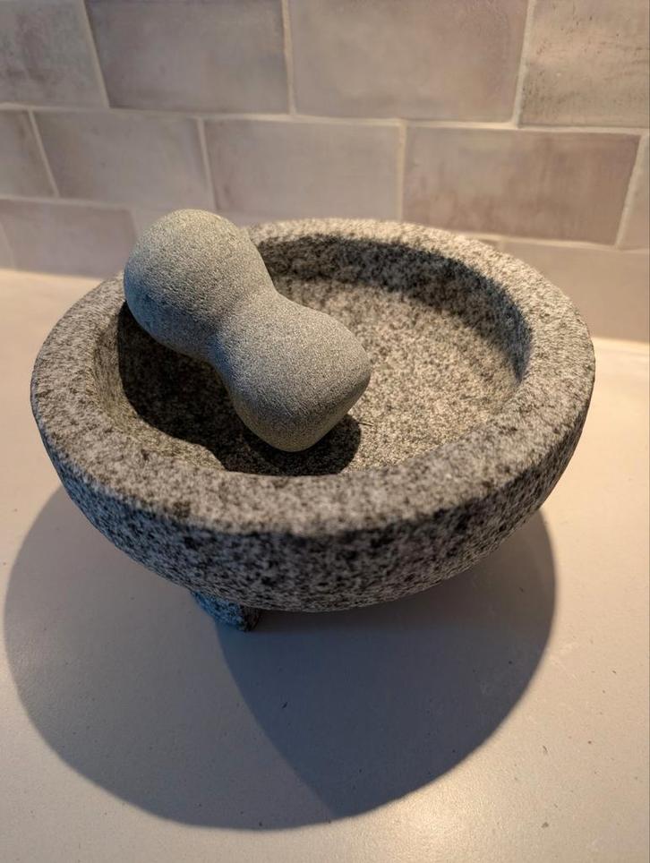 Natuurstenen Vijzel met Stamper, Huis en Inrichting, Keuken | Keukenbenodigdheden, Gebruikt, Ophalen