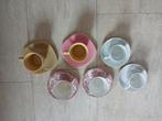 6 stuks retro vintage kopjes met schotels, Ophalen of Verzenden, Zo goed als nieuw, Overige stijlen, Kop(pen) en/of Schotel(s)