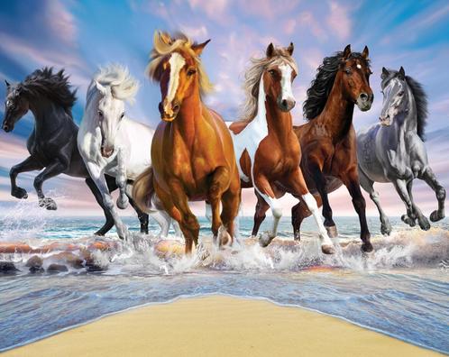 Paarden behang Wild Horses - , Paardenbehang, Muurdeco4kids, Huis en Inrichting, Stoffering | Behang, minder dan 10 m², Verzenden