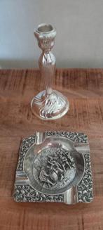 Zilveren kandelaar en asbak., Ophalen of Verzenden, Zilver