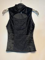 Velours top mouwloos met kant - XS, Zwart, Ophalen of Verzenden, Zo goed als nieuw, Zonder mouw