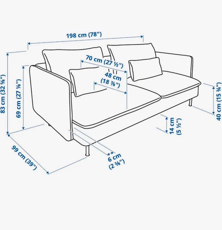 Ikea Söderhamn 3-bank, Huis en Inrichting, Banken | Sofa's en Chaises Longues, Gebruikt, Driepersoons, 150 tot 200 cm, 75 tot 100 cm