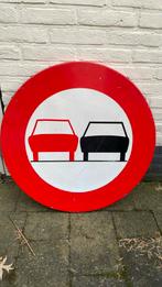 Antiek verkeersbord inhaalverbod / verboden in te halen, Antiek en Kunst, Ophalen of Verzenden